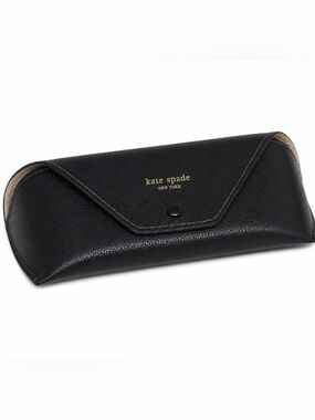 Kate Spade Black Leather Eyeglass Case Snap Closure Logo